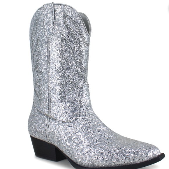 Silver Glitter Cowboy Boots - Picture 4 of 5